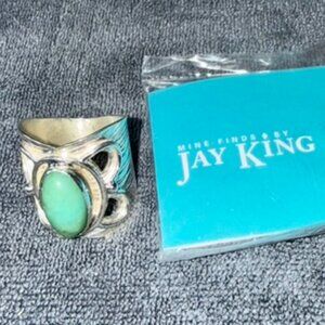 Vintage Jay King Desert Rose Trading (DRT) Turquoise Sterling Silver Ring Size 9